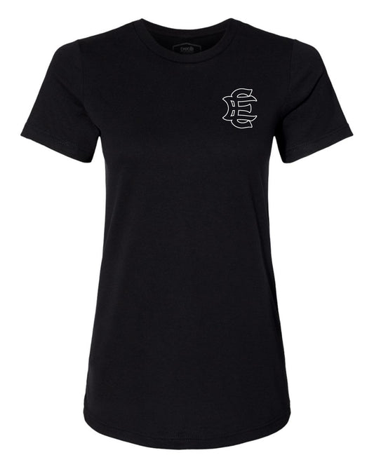 MONARCHbyEC_WOMENSBLACKTEE_WHITEOUTLINEFRONT
