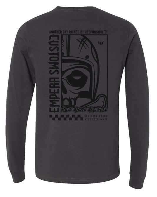 Ride Above All LongTee Charcoal Back